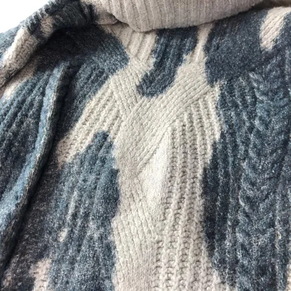 Pilcro Letterpress Anthropologie Sweater Long Sleeve, Cowl Neck Blue Cream Large - Picture 10 of 11